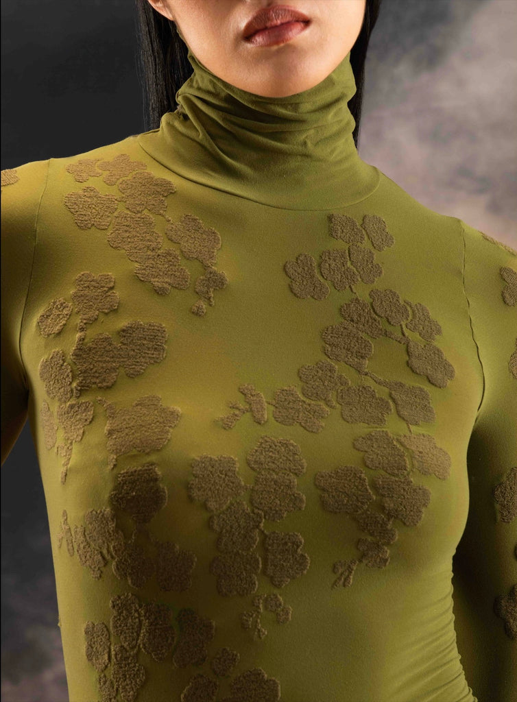 Long Sleeve Shirt Green Lycra Detail