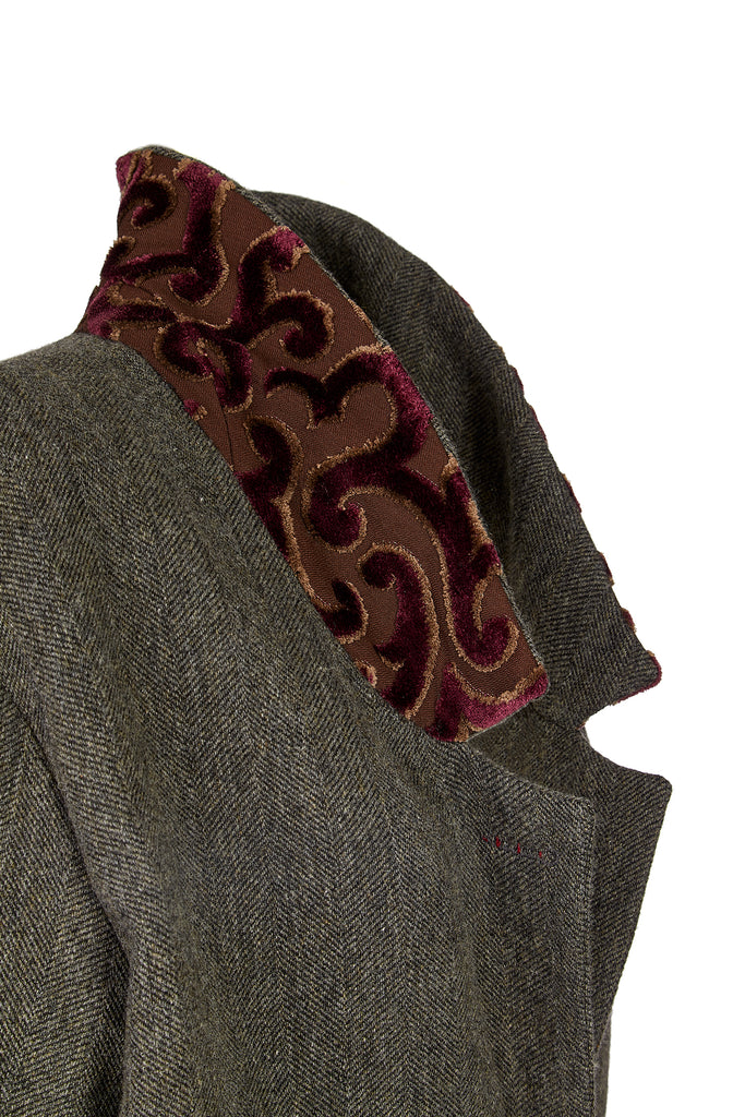 Blazer Over Coat Grey Neck Detail