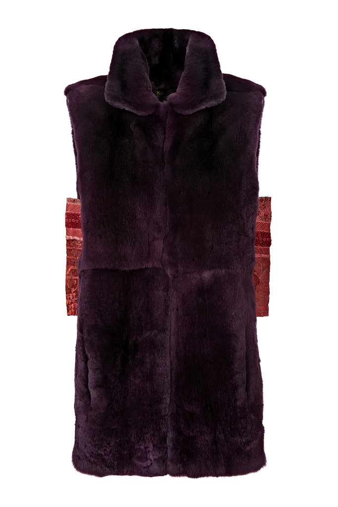 Short Open Vest Purple Front